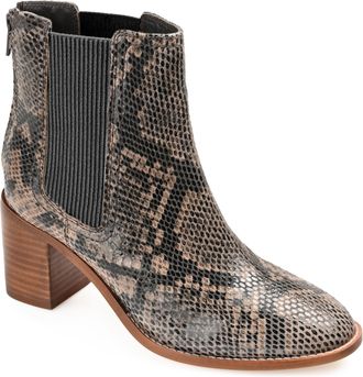 Journee Collection Womens Genuine Leather Tazlyn Round Toe Stacked Chelsea Booties