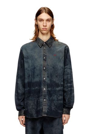 Diesel Cotton-blend shirt with logo - Shirts - Man - Black