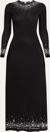 Paco Rabanne Degrade Hotfix Jersey Long-Sleeve Maxi Dress