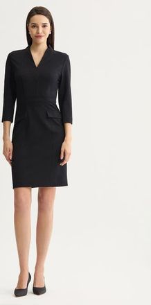 Misook V Neck LuxeStretch Sheath Dress in Black at Nordstrom, Size Xx-Large