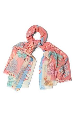 Saachi Birds & Filigree Print Scarf in Pink Multi at Nordstrom Rack