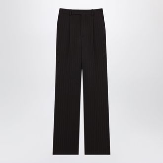Saint Laurent Pantaloni neri in lana gessata