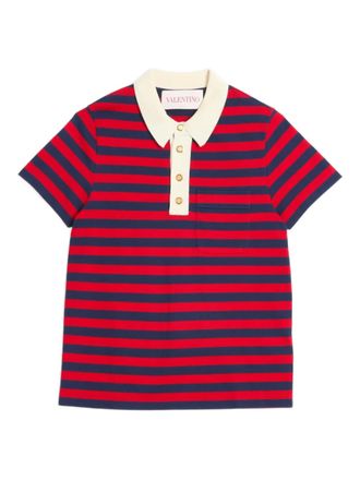 Valentino Garavani Polo a righe in cotone - Rosso