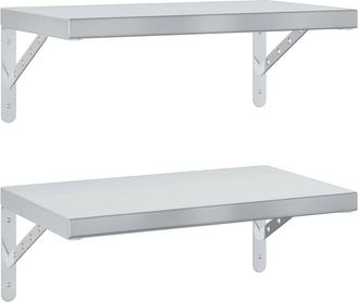 vidaXL Vidaxl - Estantes de pared 2 uds acero inoxidable plateado 50x30 cm