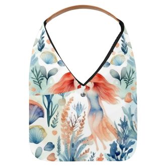 Generic Undersea Mermaid Reusable Lightweight Grocery Bags - Foldable Into Compact Pouch, Washable & Sturdy, Multipurpose for Shopping and Travel