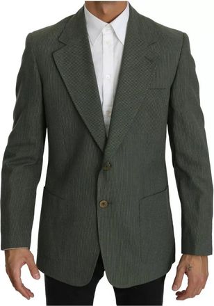 Romeo Gigli Single Breasted Blazer - Heren - Blazers - Groen - L - Katoen - Jassen
