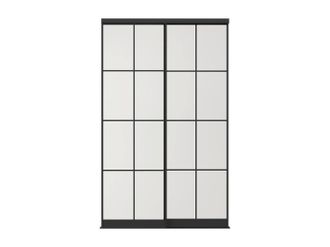 Vente-Unique Ante Scorrevoli Per Armadio In Acciaio Nero E Vetro Temperato Opaco H250 X L130 Cm - Alepa
