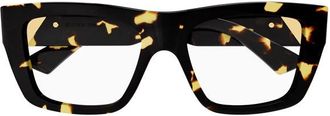 Bottega Veneta Rectangle Tortoiseshell Frame Eyeglasses - Black