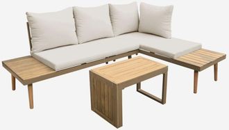 Sweeek Conjunto De Muebles De Jard&iacute;n En Aluminio Y En Madera De Acacia, 4 Plazas