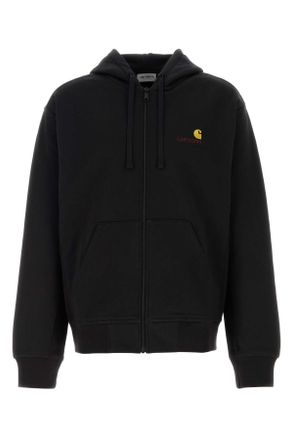 Carhartt Work in Progress Carhartt Wip Black Cotton Blend Hooded American Script Jacket