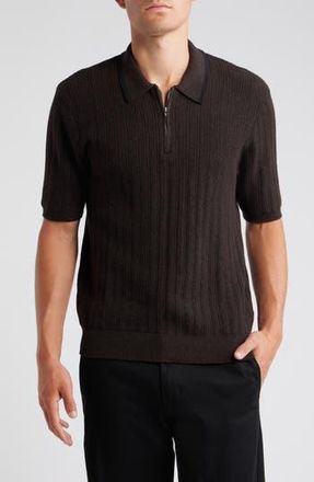 Wax London Bury Half Zip Cotton & Cashmere Polo Sweater in Dark Brown at Nordstrom Rack, Size Xx-Large