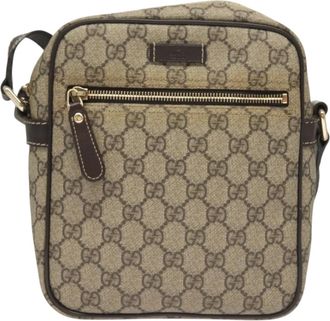 Gucci Gg Supreme Beige Canvas Shoulder Bag (Pre-Owned)