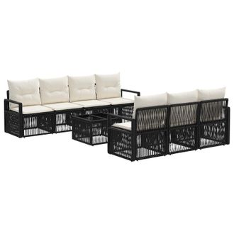 vidaXL Conjunto De Sof&aacute;s De Jard&iacute;n 8 Uds. Negro Rat&aacute;n Sint&eacute;tico Vidaxl