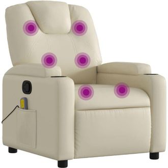 vidaXL Vidaxl - Sill&oacute;n Reclinable De Masaje Cuero Sint&eacute;tico Crema