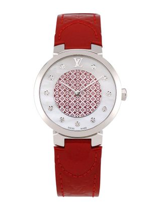 Louis Vuitton Womens Tambour Monogram Diamond Watch, Circa 2000s (Authentic Pre-Loved)