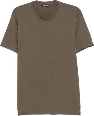Tom Ford Tops, Heren, Groen, XL, Katoen, Lyocell Katoen Ronde Hals T-shirt