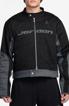Nike Jordan Motosport Colorblock Jacket in Black/Iron Grey/Iron Grey at Nordstrom, Size Xx-Large