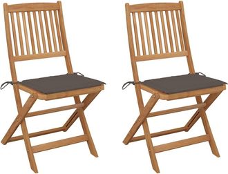 vidaXL Sillas De Jard&iacute;n Plegables 2 Uds Y Cojines Madera Maciza Acacia Vidaxl
