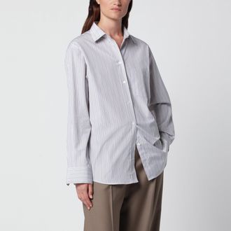 R&oacute;he Striped cotton shirt in Brown / Ivory