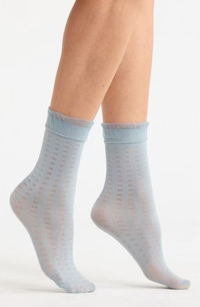 Nordstrom Ruffle Top Sheer Anklet Socks in Grey Sleet at Nordstrom, Size 9-11