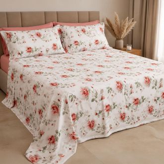 Dmora Funda N&oacute;rdica Matrimonial Sada, Con Funda, Raso, Lavable En Lavadora, 300x250 Cm Rojo