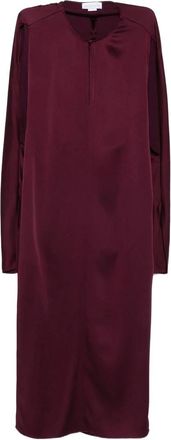 Stella McCartney Cape-Sleeve Cut-Out Satijnen Midi Jurk - Dames - Casual kleedjes - Rood - S - Satijn - Kleedjes
