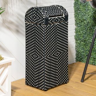 Happimess Darla All-Weather Wicker/Metal Swing Top Hideaway Outdoor Trash Can