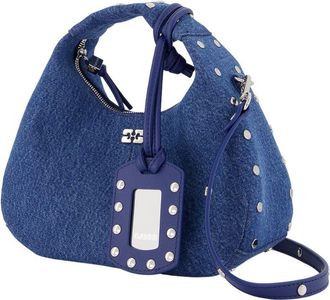 Ganni Womens Studded Cotton Mini Bag Blue