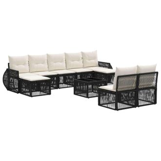 vidaXL Conjunto De Sof&aacute;s De Jard&iacute;n 10 Pcs Negro Y Blanco Crema Vidaxl