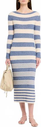 Guest In Residence Striped Polo Dress In Navy/cream