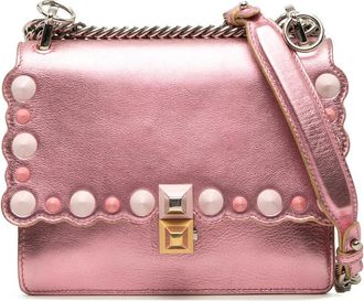 Fendi Pre-owned Fendi Small Metallic Scalloped Leather Studded Pearl Kan I Crossbody Ladies 8G1YBVXXLVN6LJHU