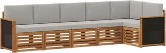 vidaXL Conjunto De Sof&aacute;s De Exterior 5 Uds. Natural Y Gris Claro Vidaxl