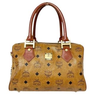MCM Pre-owned Handbags, female, Brown, Size: ONE SIZE Pre-owned Visetos PVC Leather Boston Bag