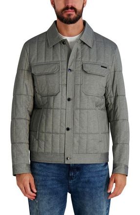 Karl Lagerfeld Quilted Herringbone Shirt Jacket in Grey at Nordstrom, Size Xx-Large