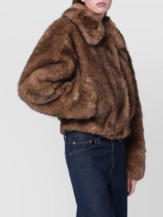 Stand Studio faux fur bomber jacket with long sleeves