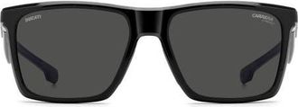 Carrera Carduc 57mm Rectangular Sunglasses in Black/grey at Nordstrom