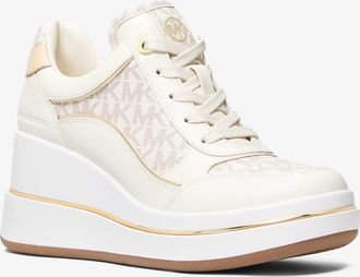 Michael Kors Emmy Signature Logo and Leather Wedge Trainer