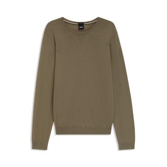 BOSS Slim-fit sweater in merino wool with crew neckline