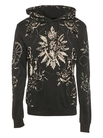Dolce & Gabbana flocked floral-print hoodie - Black