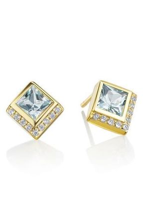 House of Frosted 14K Gold Plated Sterling Silver Topaz Stud Earrings at Nordstrom Rack