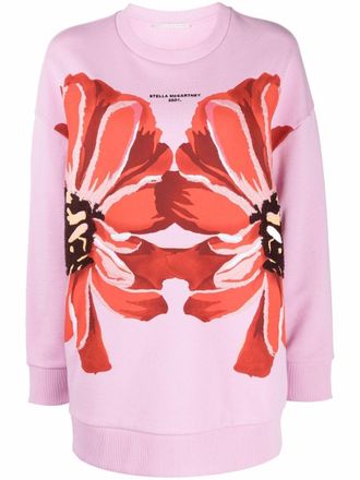 Stella McCartney giant flowers-print sweatshirt - women - Cotton - 38 - Pink