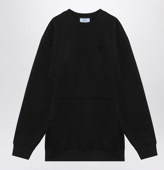 Prada Womens Black Short Plush Dress With Logo Triangle Cotton - Size X-Small