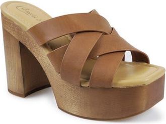 Candie's Marlie Platform Slide Sandal in Tan Leather at Nordstrom, Size 10