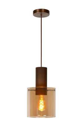 Lucide TOLEDO Dimmable Adjustable Height Indoor Vintage Pendant Light 1xE27 in Orange