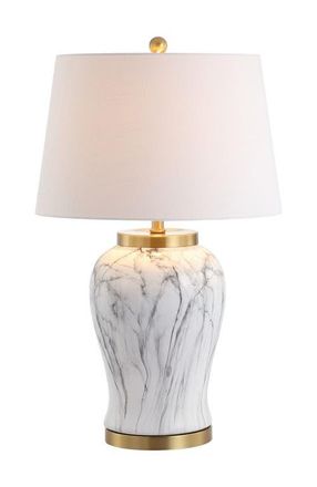 Jonathan Y Designs Prague 28 Ceramic Marble LED Table Lamp, White/Gold at Nordstrom