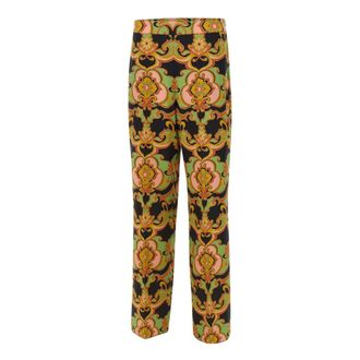 Etro Etro, Wide Trousers, female, Multicolor, Size: XL Floral Silk Palazzo Trousers