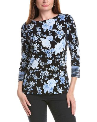 Anne Klein Banded Boatneck Top