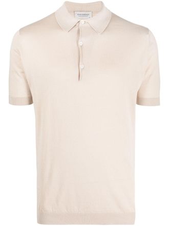 John Smedley ribbed-knit cotton polo shirt - Neutrals