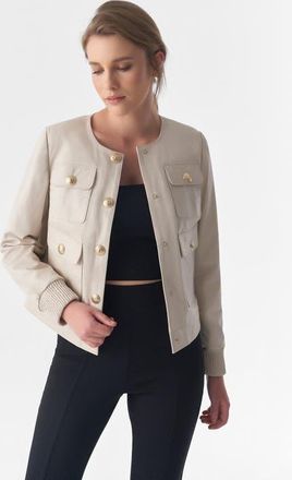 FURNIQ Beatrice Leather Jacket in Beige at Nordstrom, Size Xx-Large