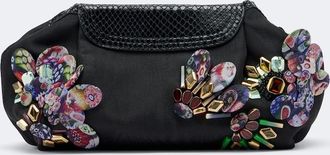 Dries Van Noten Embellished leather-trimmed clutch